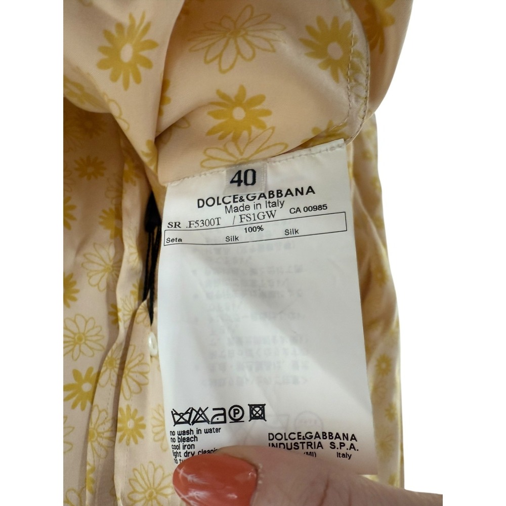 Dolce and Gabbana Silk Button Up Women's Size 40 Small Yellow Floral Top NWT - Picture 5 of 9